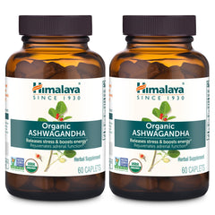 Himalaya Organic Ashwagandha capsules in a bottle for daily stress support