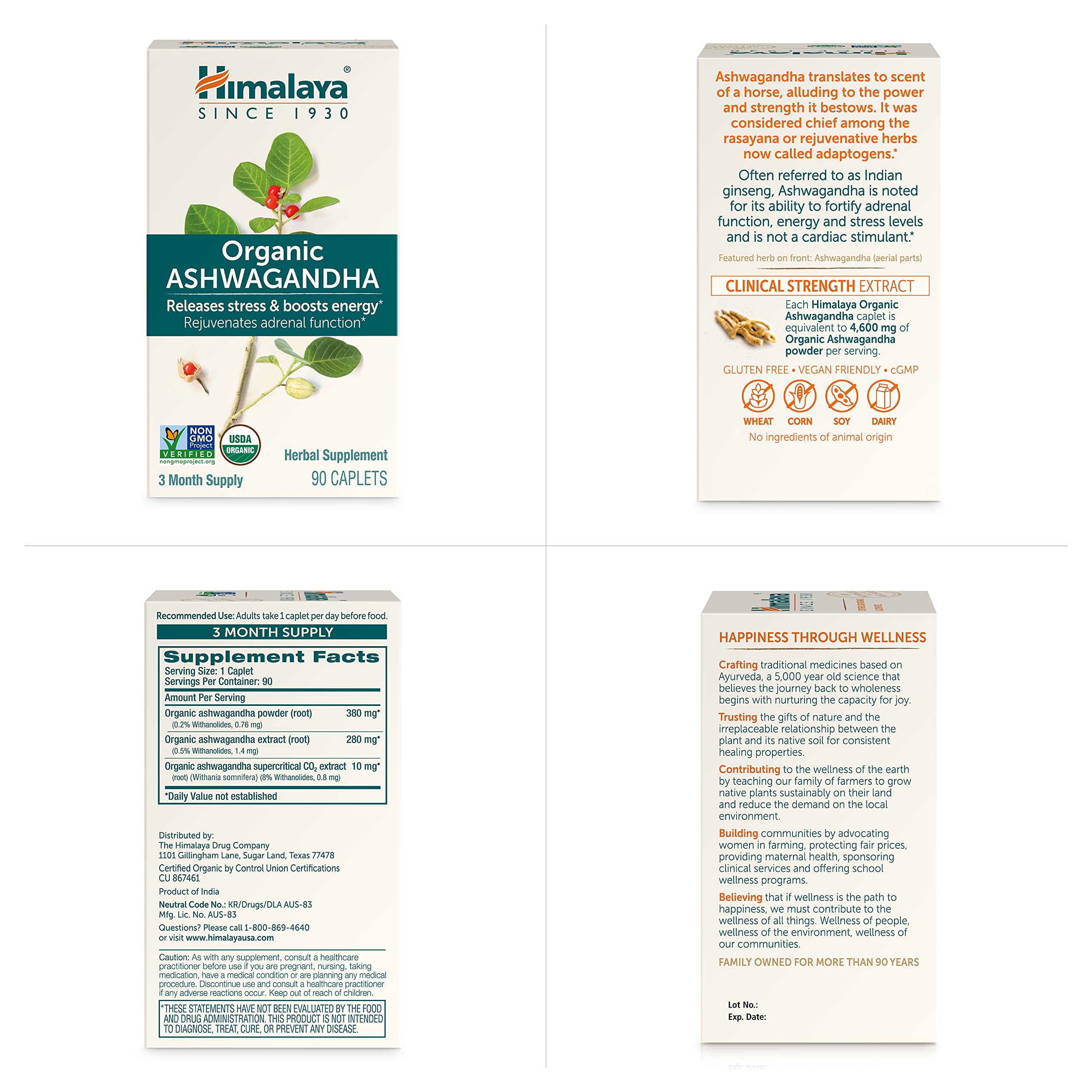Himalaya Ashwagandha root imagery and packaging for ayurvedic use.