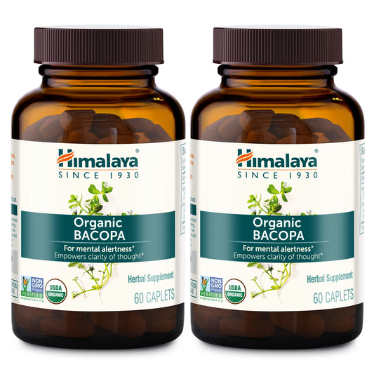 Himalaya Bacopa Monnieri packaging front with organic certification.