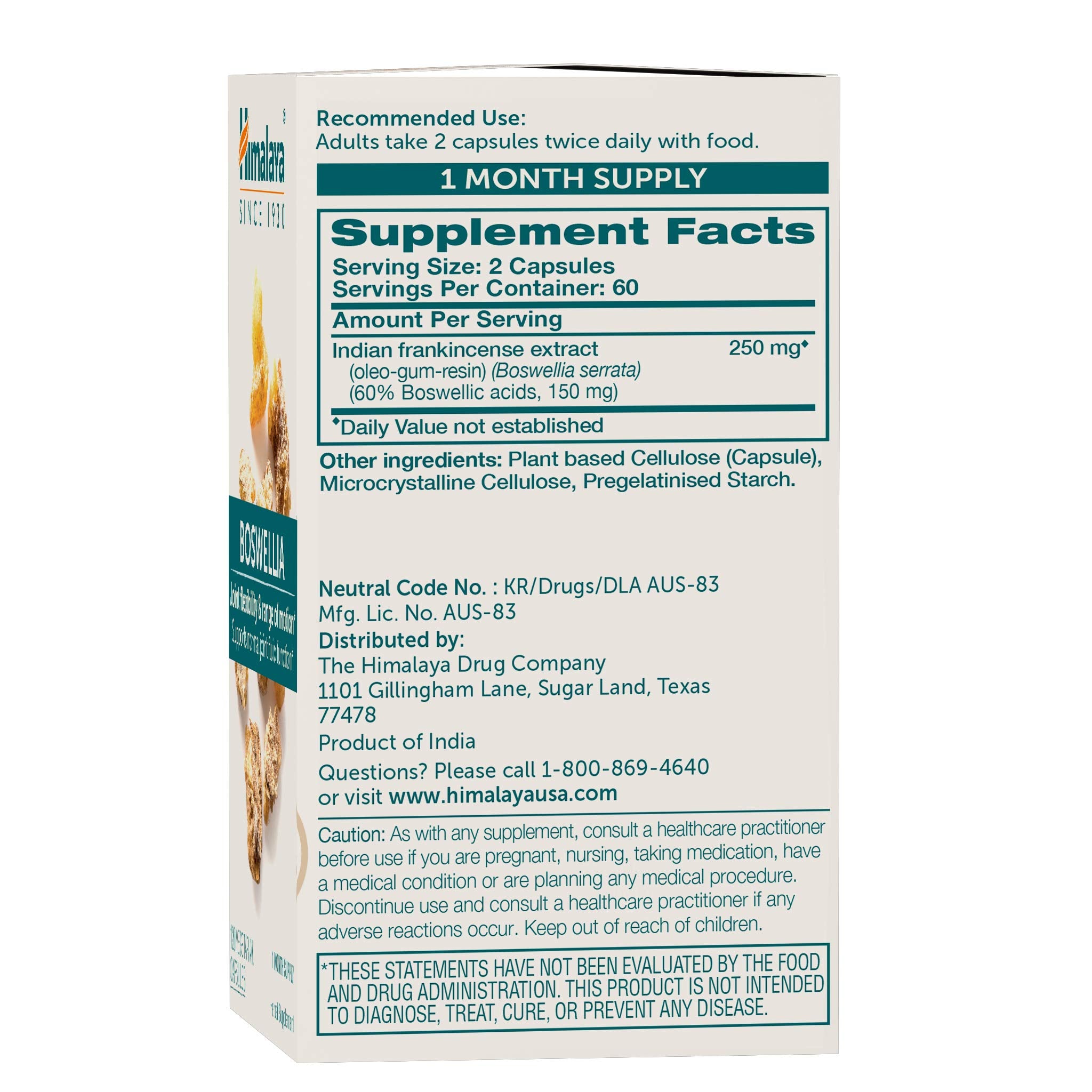 Himalaya Boswellia capsules close-up indicating daily mobility support