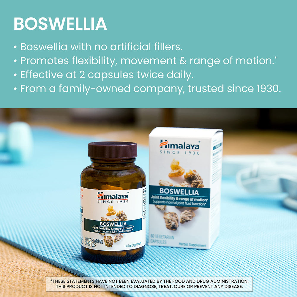 Himalaya Boswellia oleo-gum-resin extract label highlights standardized potency