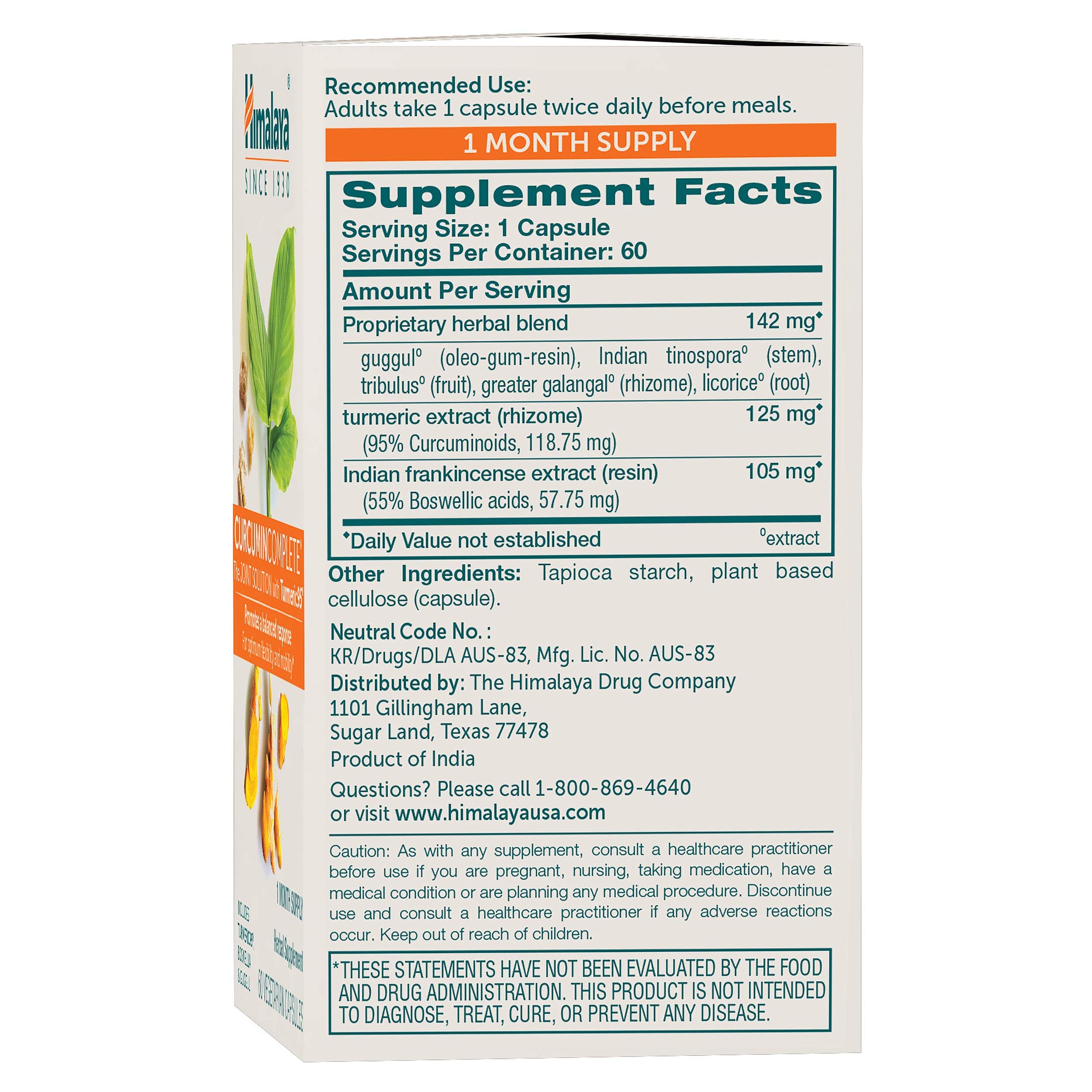 Himalaya Curcumin Complete capsules close-up with 95% curcuminoids
