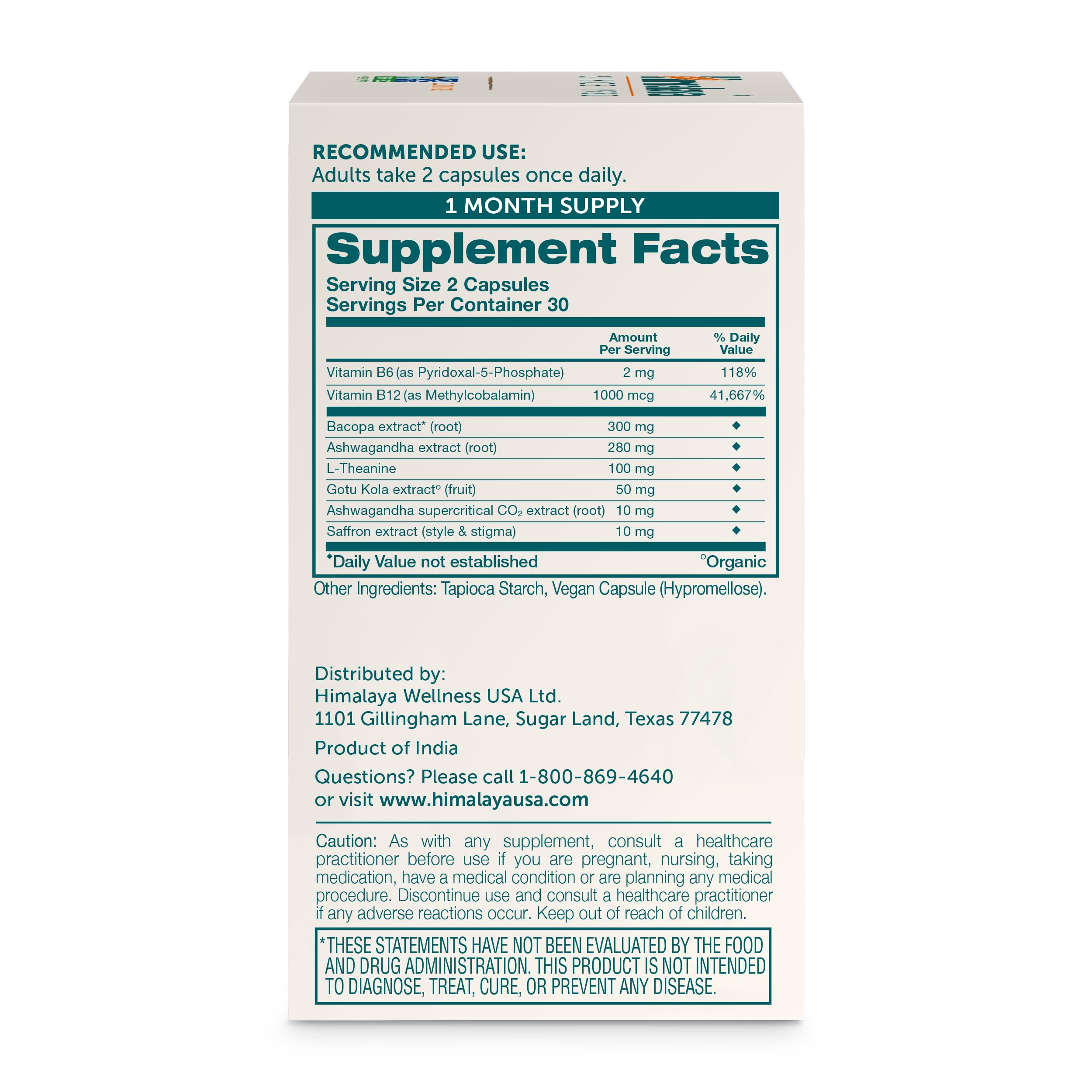 Himalaya Focused Mind capsules close-up, showcasing vegan formula for energy.