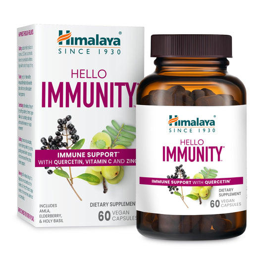 Himalaya Hello Immunity bottle front view showing quercetin support for daily wellness