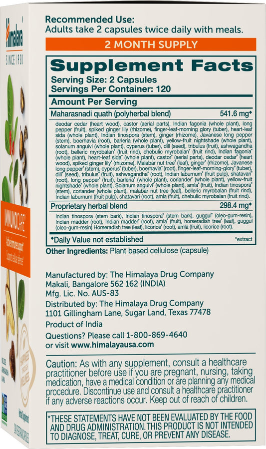 Himalaya ImmunoCare capsules inside bottle for easy daily use.