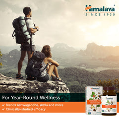 Himalaya ImmunoCare label close-up showing Ashwagandha and Amla.