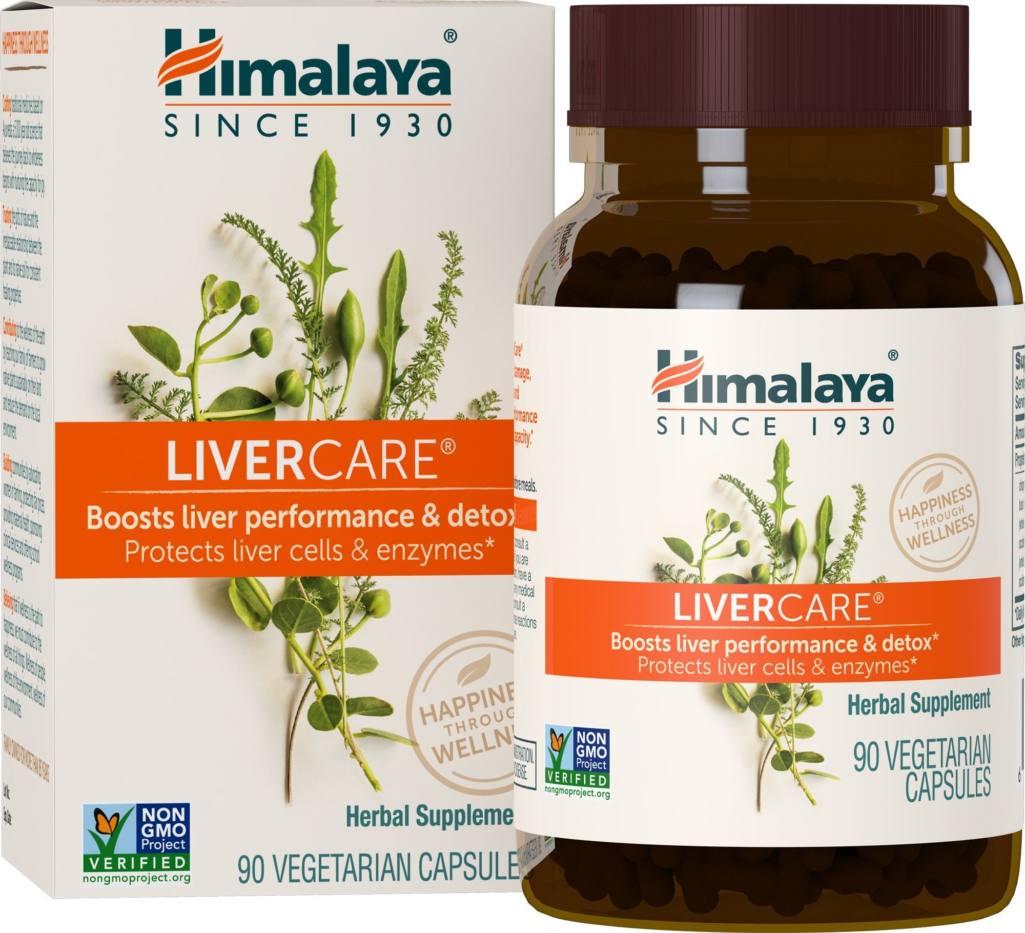 Himalaya LiverCare bottle being poured for daily detox support.
