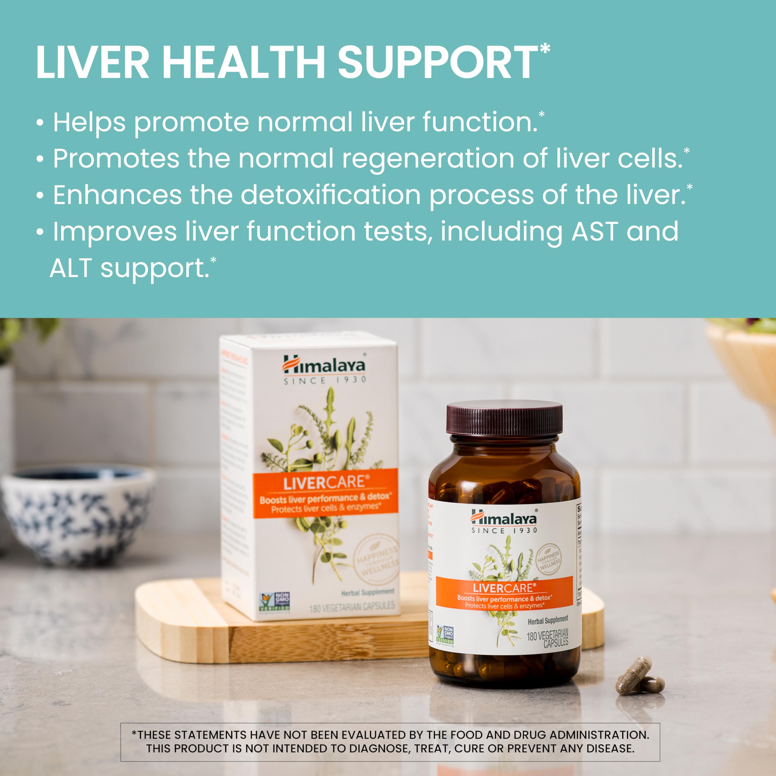 Himalaya LiverCare capsules close-up for easy daily liver health.