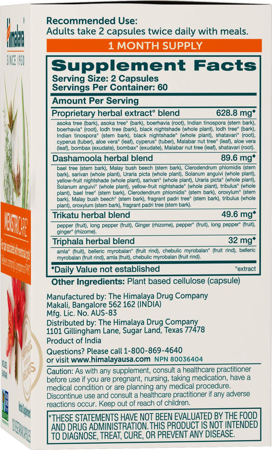 Close-up of Menstricare capsules in blister pack for convenient daily use.