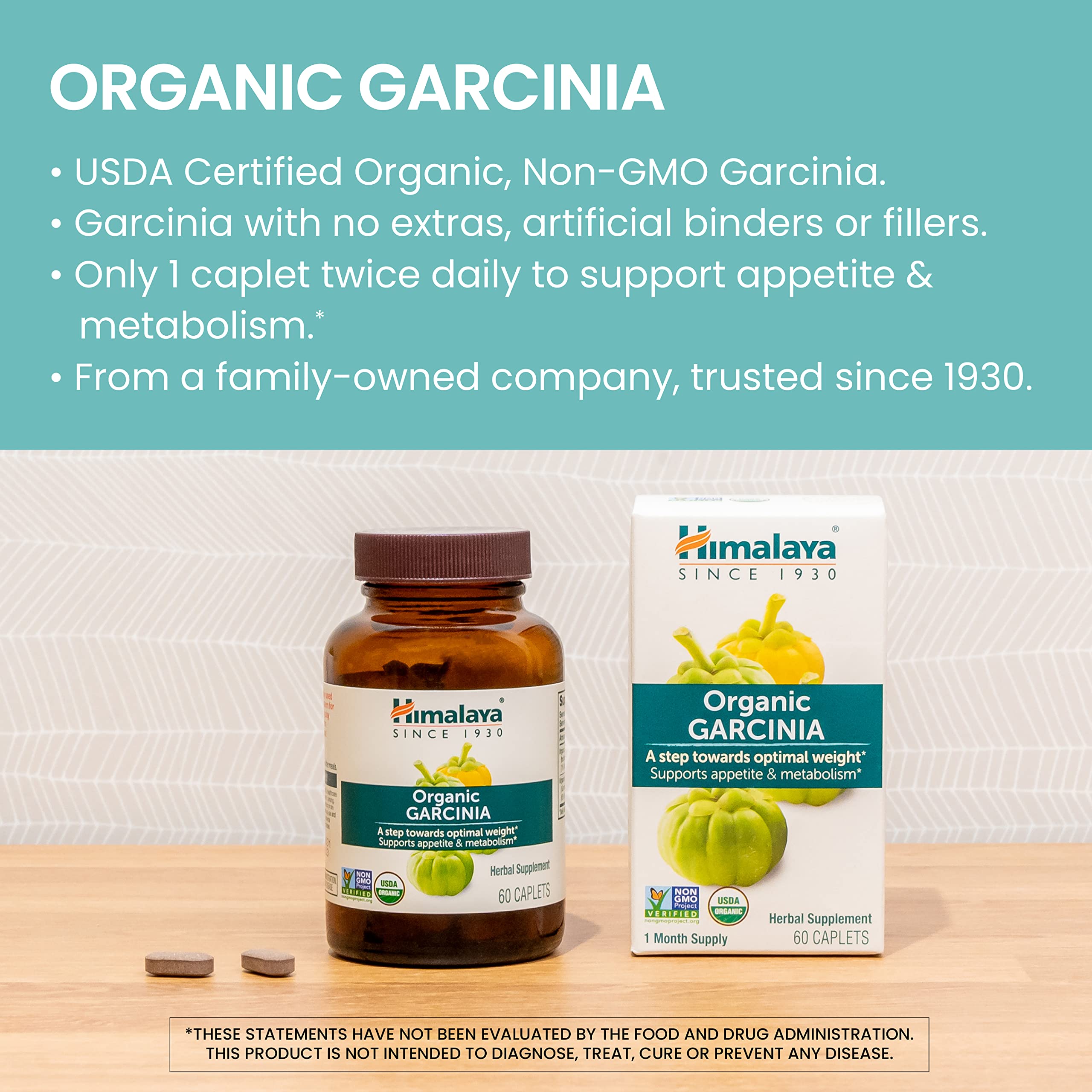 Himalaya Garcinia Cambogia cap and label close-up highlighting 600 mg per serving