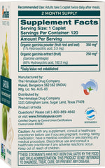 Closeup of Himalaya Garcinia Cambogia label highlighting organic and non-GMO status