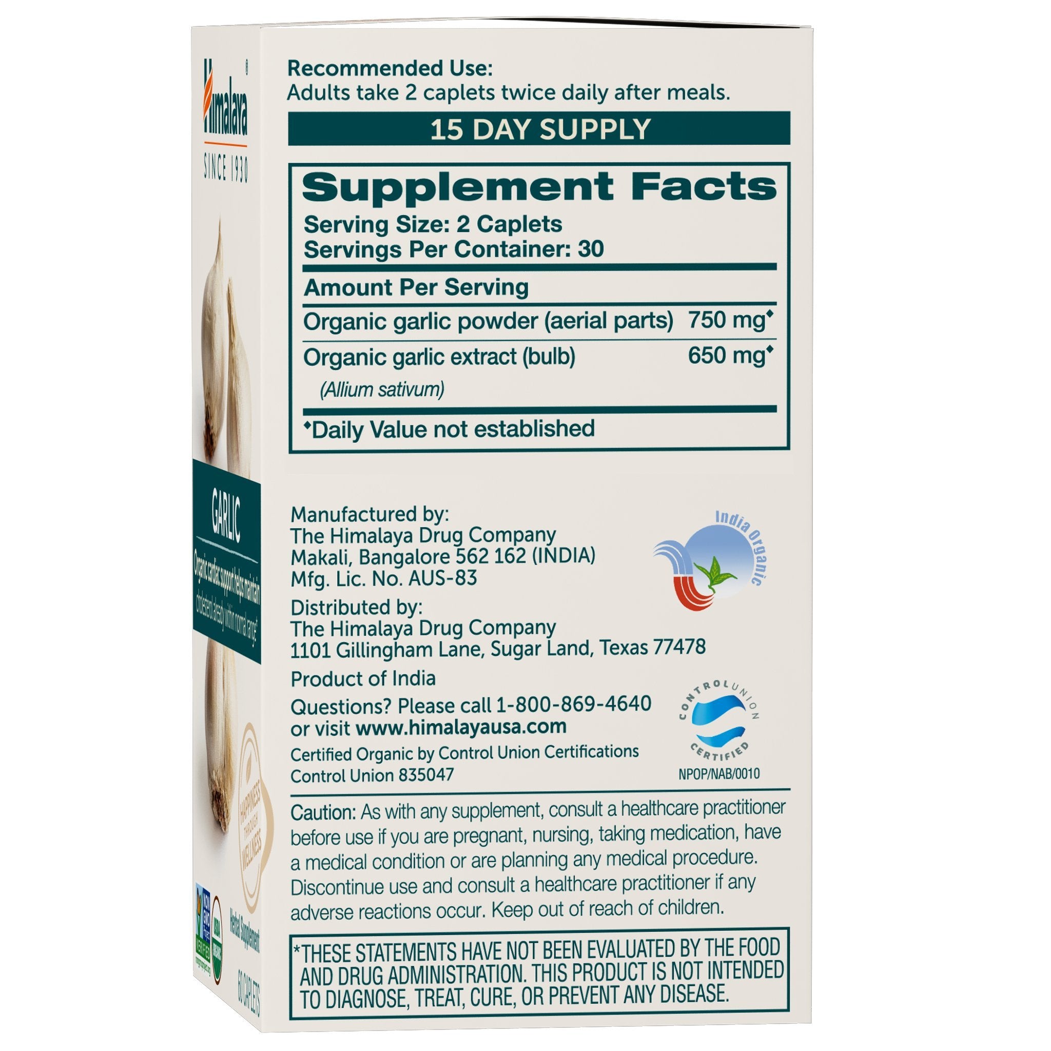 Himalaya Organic Garlic extract standardized powder closeup highlighting potency