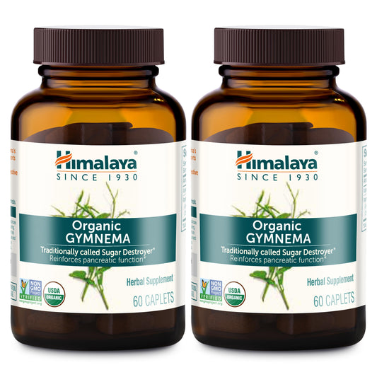 Himalaya Gymnema Sylvestre bottle front showcasing organic formula for daily glucose support
