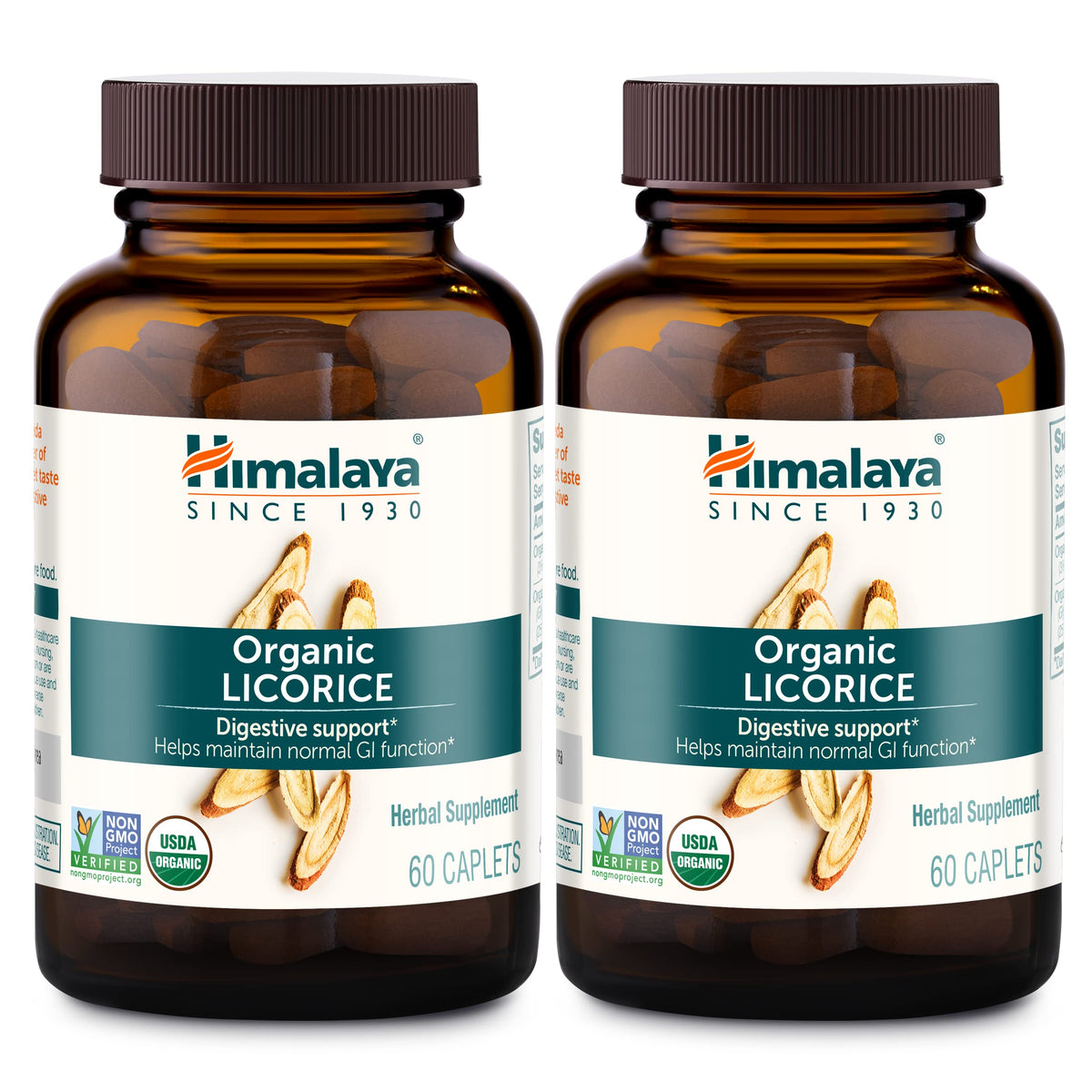 Himalaya Organic Licorice bottle front showing organic badge for trusted digestive support