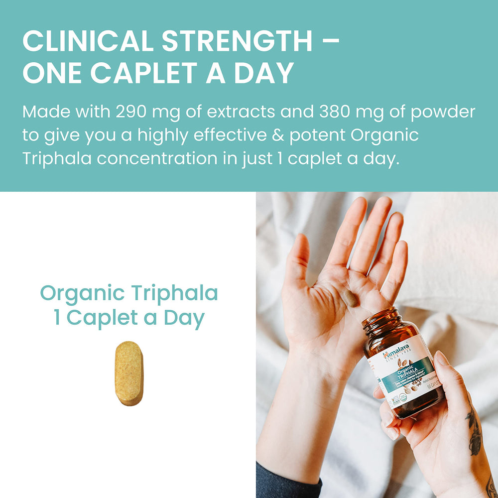 Himalaya Triphala vegan non-GMO stamp signaling clean ingredients.