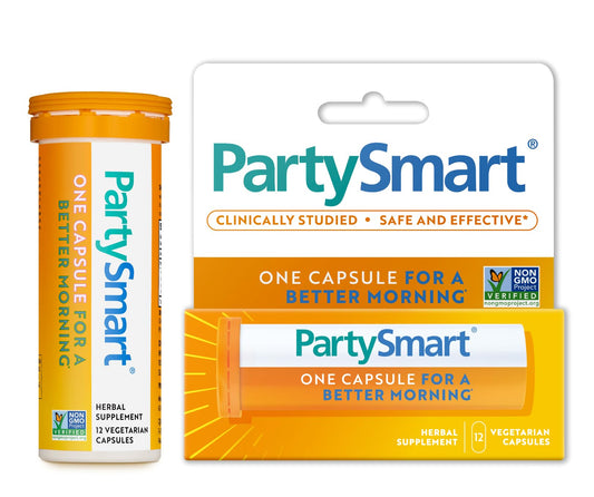 Himalaya PartySmart 12-capsule tube ready for a night out and morning-after support.