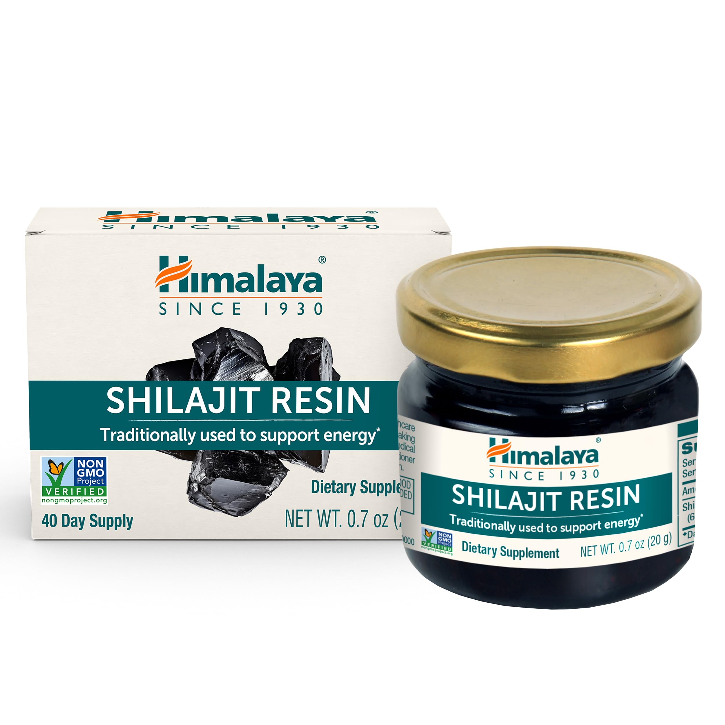 Himalaya Shilajit Resin jar for daily energy support and history.