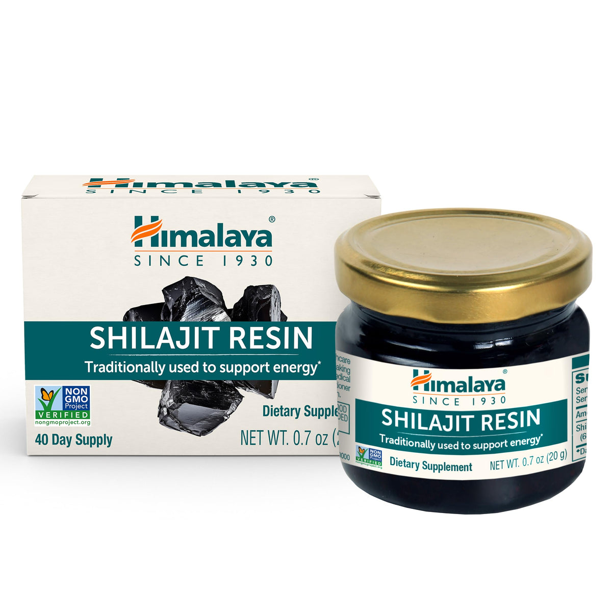 Himalaya Shilajit Resin jar for daily energy support and history.