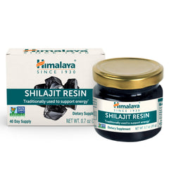 Himalaya Shilajit Resin jar for daily energy support and history.