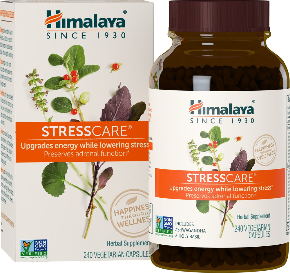 Himalaya StressCare bottle cap; convenient daily stress relief option.