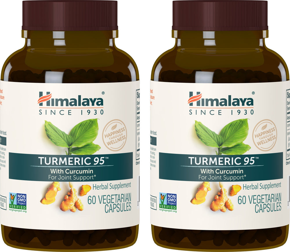 Himalaya Turmeric 95 bottle front showing joint-supporting turmeric blend.