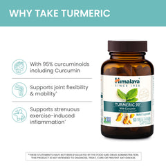 Himalaya Turmeric95 packaging with herbs hinting Ayurveda wellness.