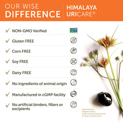 Himalaya UriCare vegetarian, gluten-free, non-GMO formula for sensitive diets