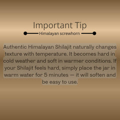 Himalayan Screwhorn Shilajit resin pour highlights easy mix into drinks for sustained energy.