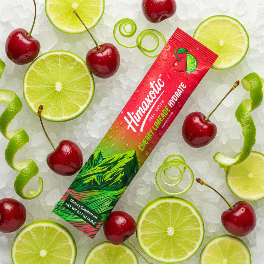 Himaxotic Cherry Limeade Hydrate in gym bag ready for training sessions.