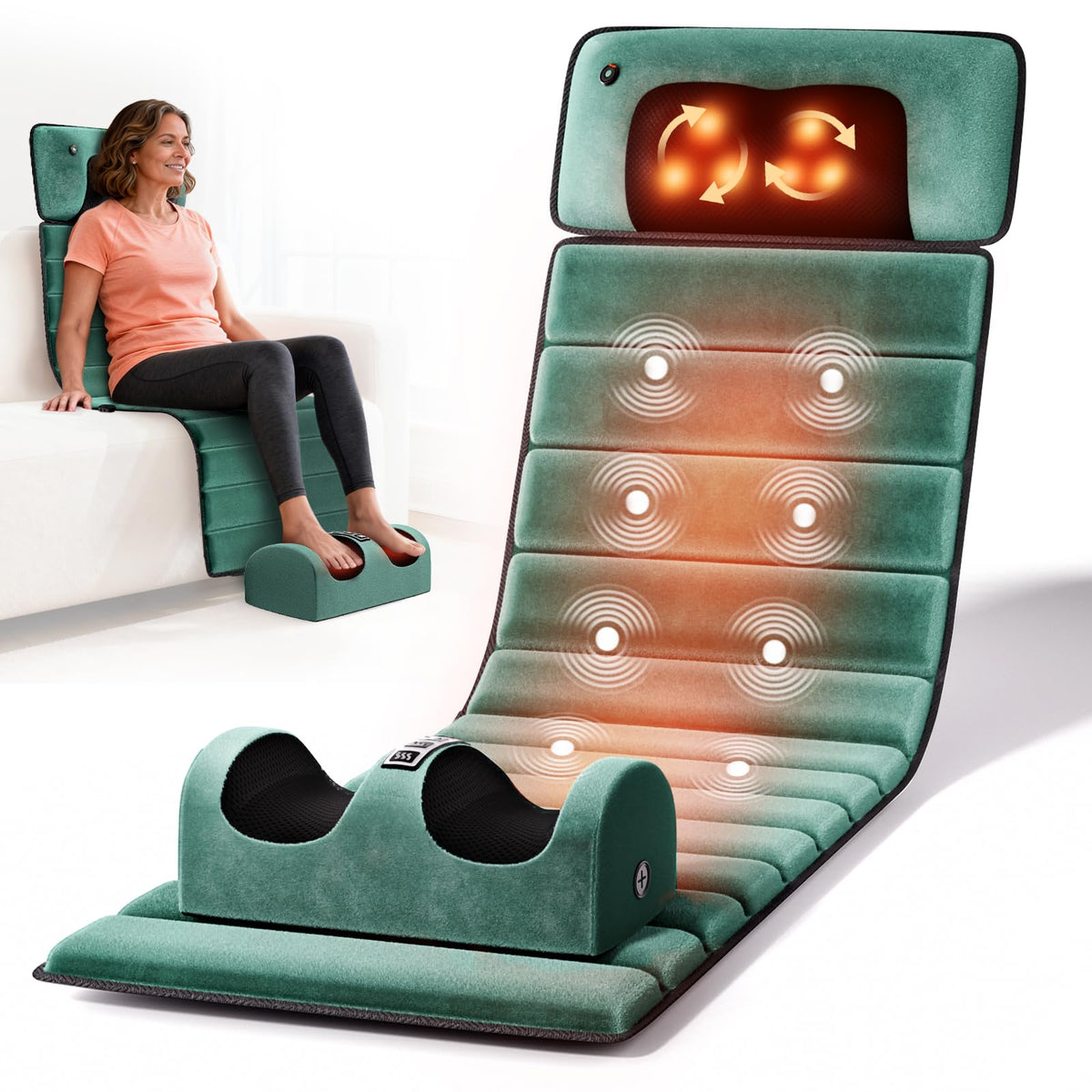 Himouta full-body massage mat with heat in use for cozy relief.
