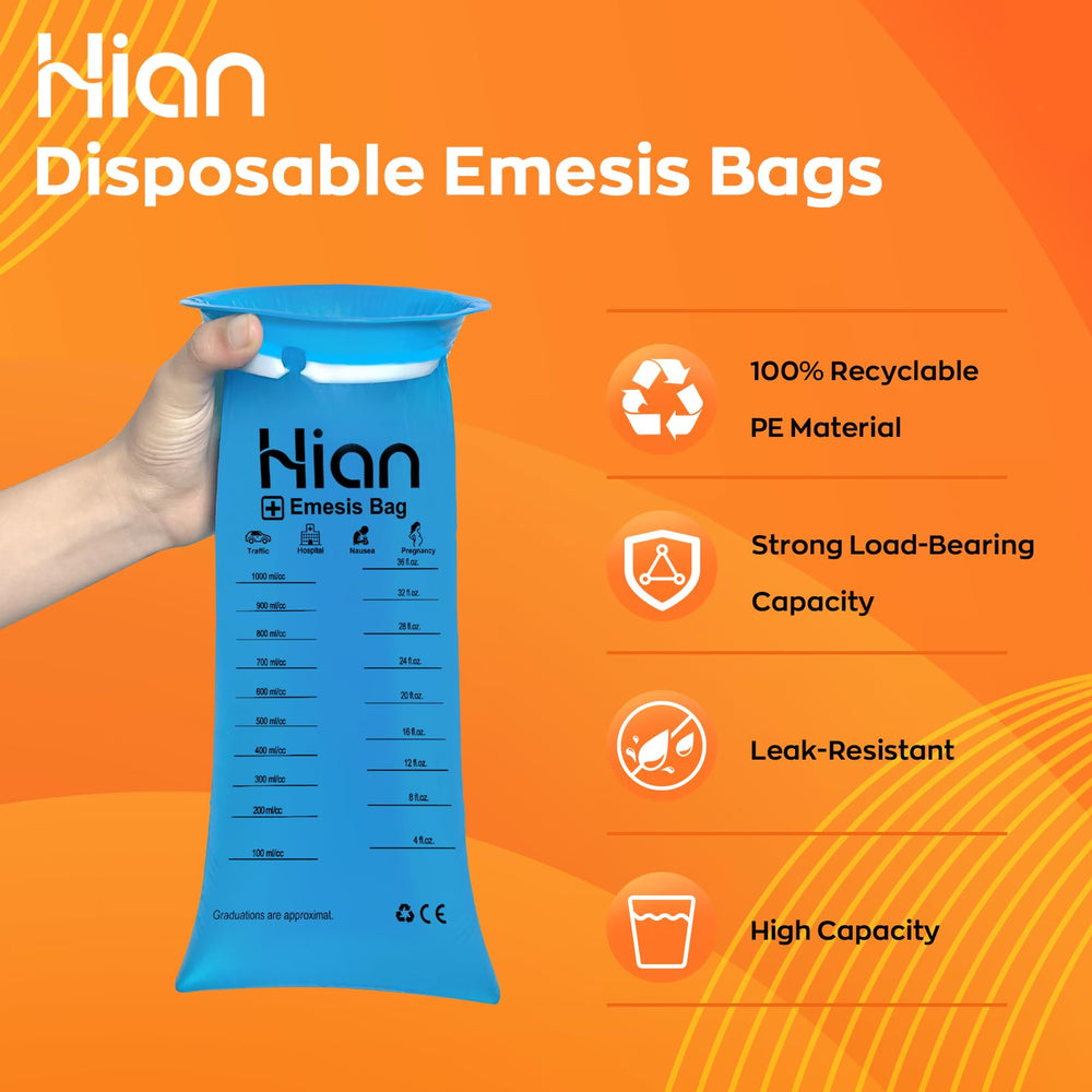 Hion emesis bags travel pack in a compact box for easy storage.