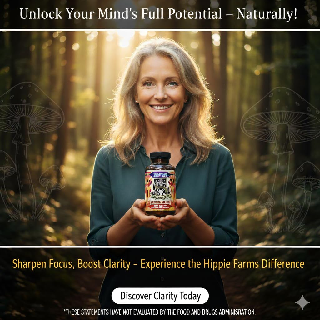 Hippie Farms 5 Mushrooms Reserve Blend capsules for convenient, on-the-go wellness.