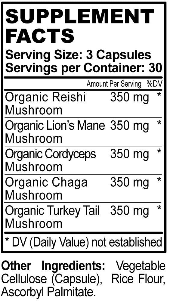 Hippie Farms 5 Mushrooms Reserve Blend pour displays powder ready to mix.