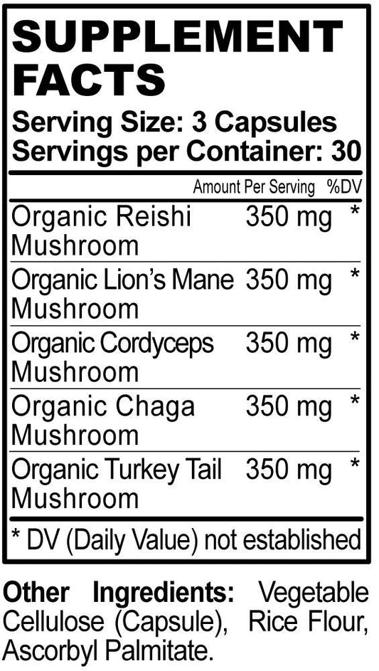 Hippie Farms 5 Mushrooms Reserve Blend pour displays powder ready to mix.