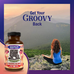 Hippie Farms 5 Mushrooms Reserve Blend powder shaken into a drink suggests versatile use.