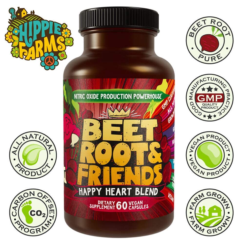 Hippie Farms Beet Root Capsules ingredients panel close-up.