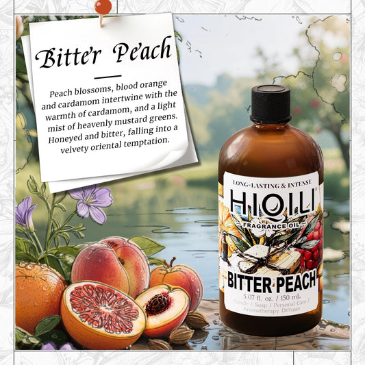 HIQILI Bitter Peach fragrance oil diffuser bottle to enhance room ambiance.