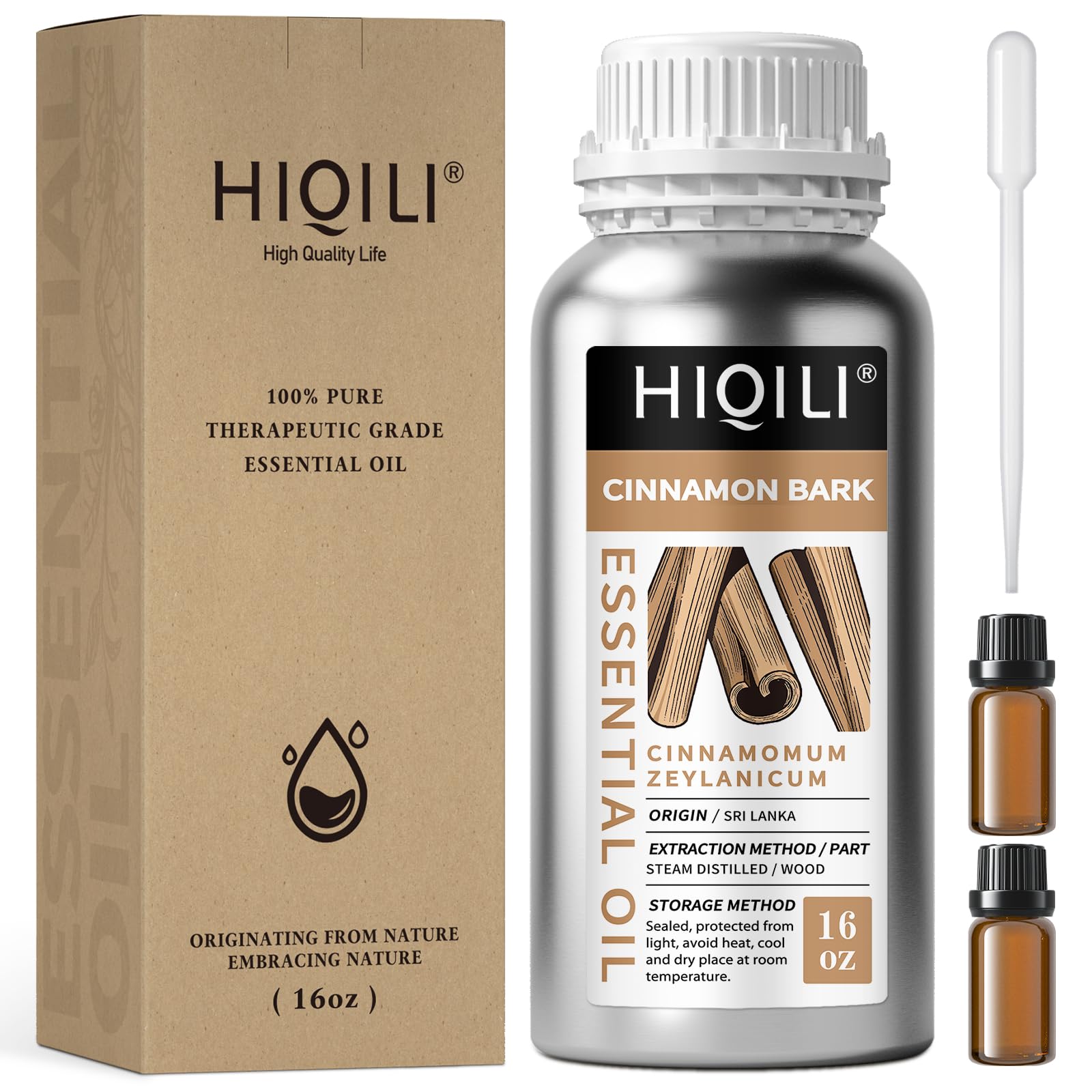 HIQILI cinnamon essential oil bottle with dropper for precise diffusion