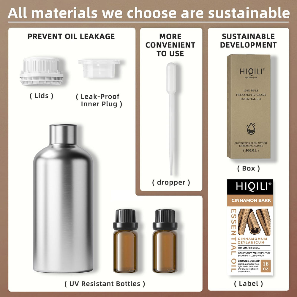 Two 10ml UV-protected HIQILI bottles keep oils fresh and portable