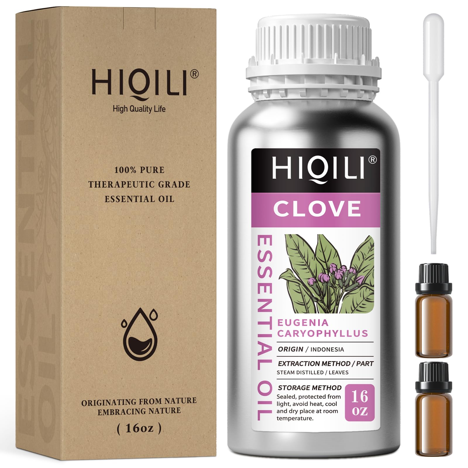 HIQILI clove oil bottle with dropper for precise application.