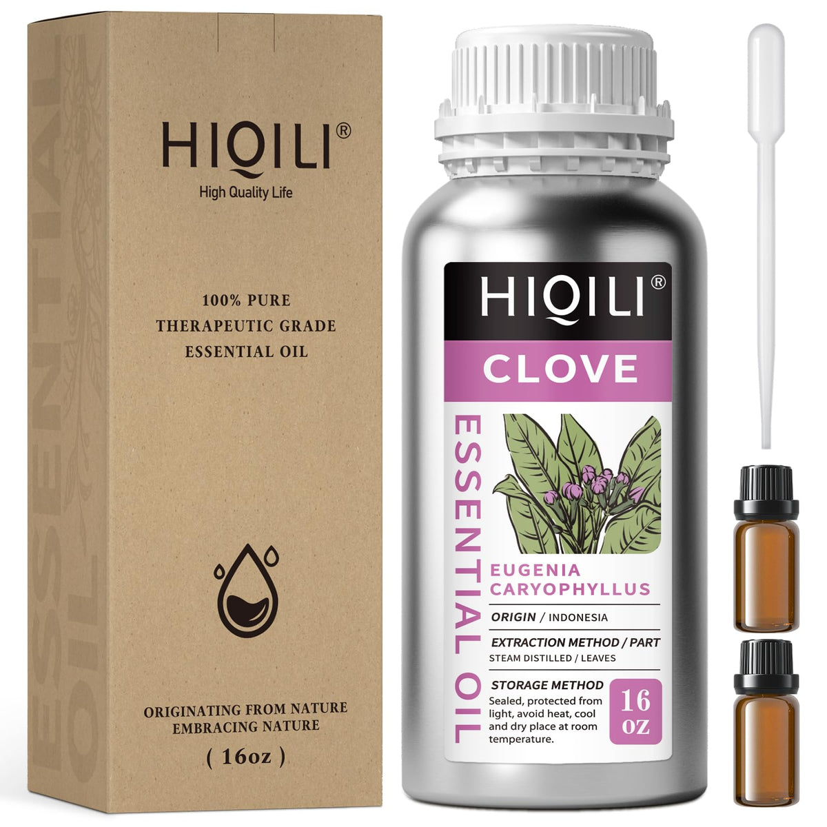 HIQILI clove oil bottle with dropper for precise application.