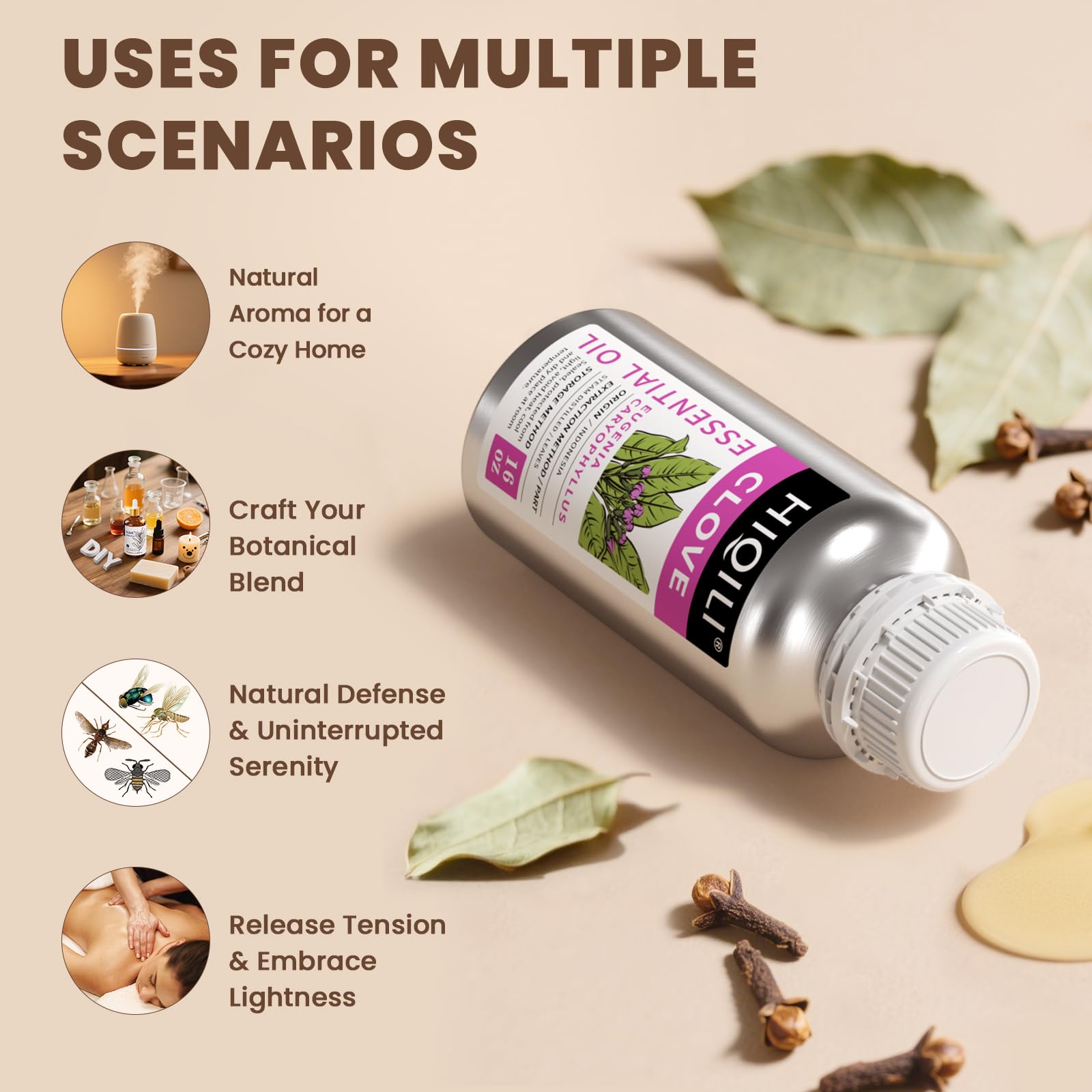 HIQILI clove oil freshens laundry and reduces odors during washing.