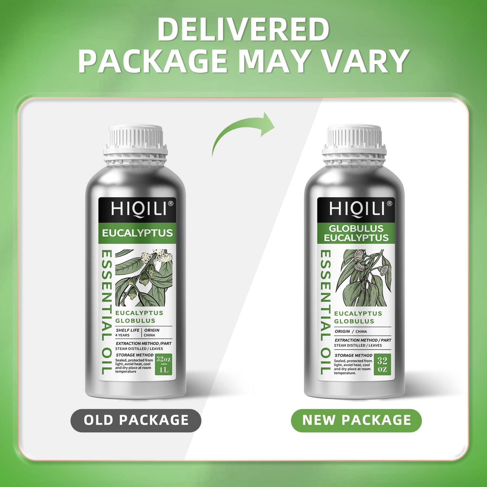 HIQILI eucalyptus oil packaging features four compact bottles for sharing.