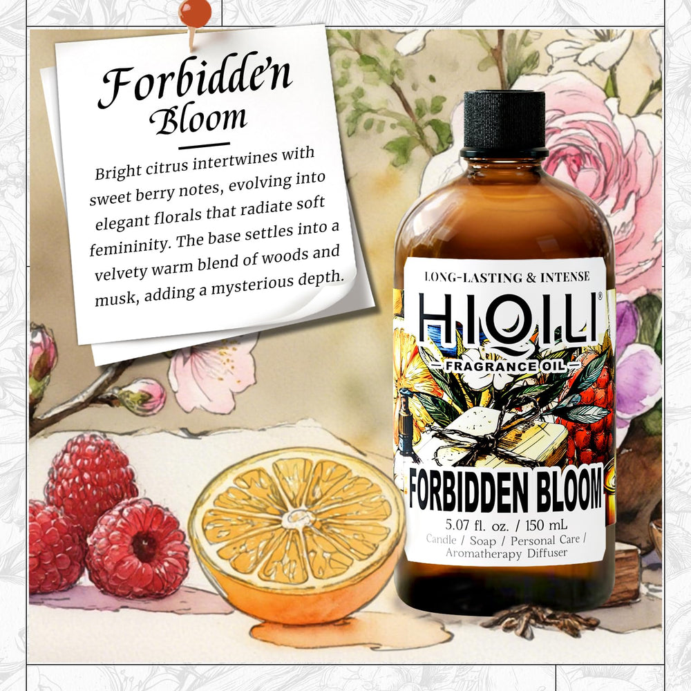 HIQILI Forbidden Bloom fragrance oil in a diffuser setup for ambient floral aroma