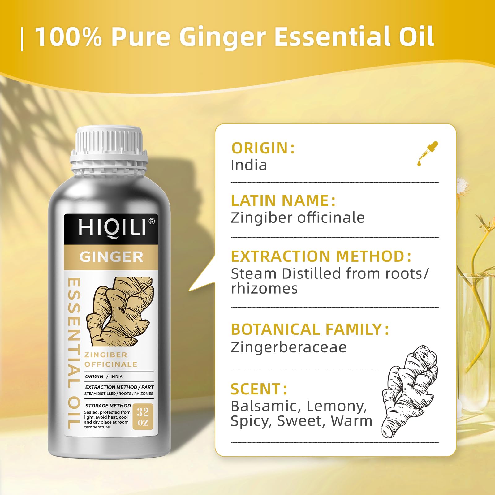 HIQILI Ginger Oil dropper for precise topical application