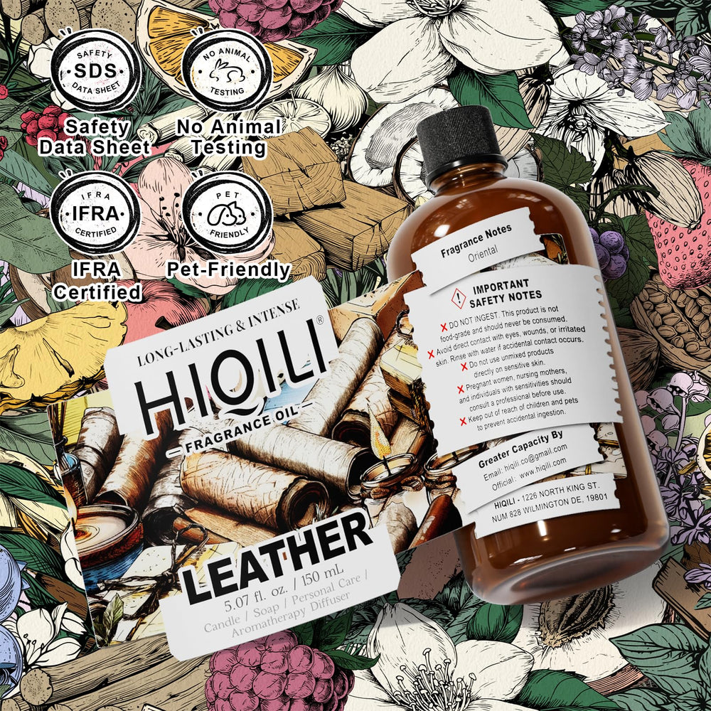 HIQILI Leather fragrance oil added to body lotion for subtle fragrance