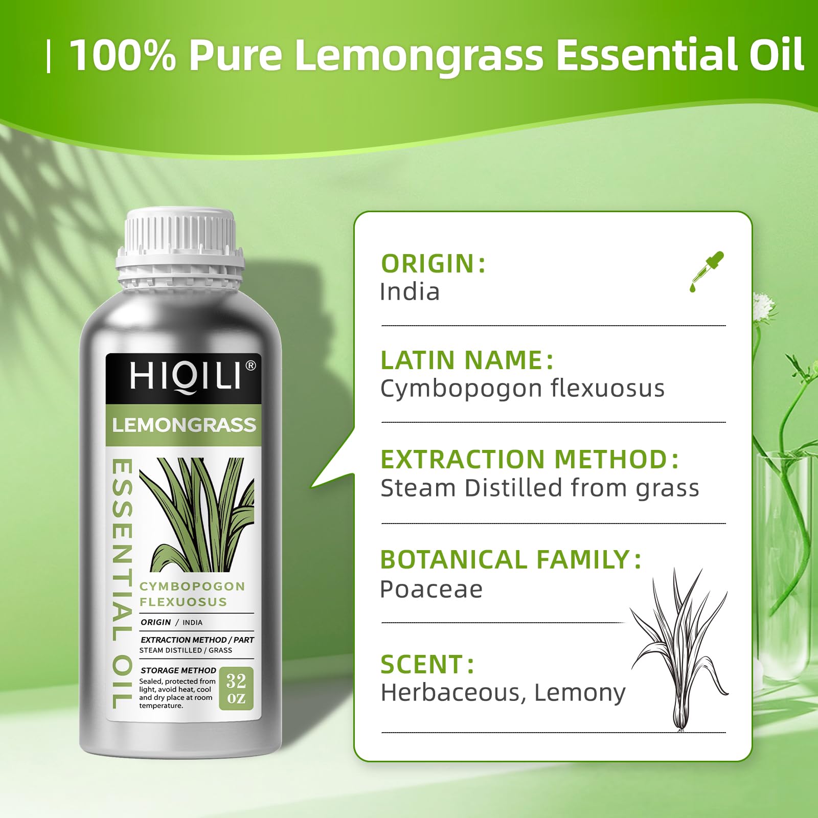 Hiqili lemongrass citrus scent close-up highlighting zest and greenery