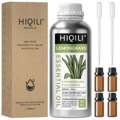 Hiqili lemongrass oil bottle showing pure aroma for diffusers and blends