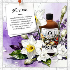 HIQILI Narcissus fragrance oil in diffuser setup for serene workspace ambiance
