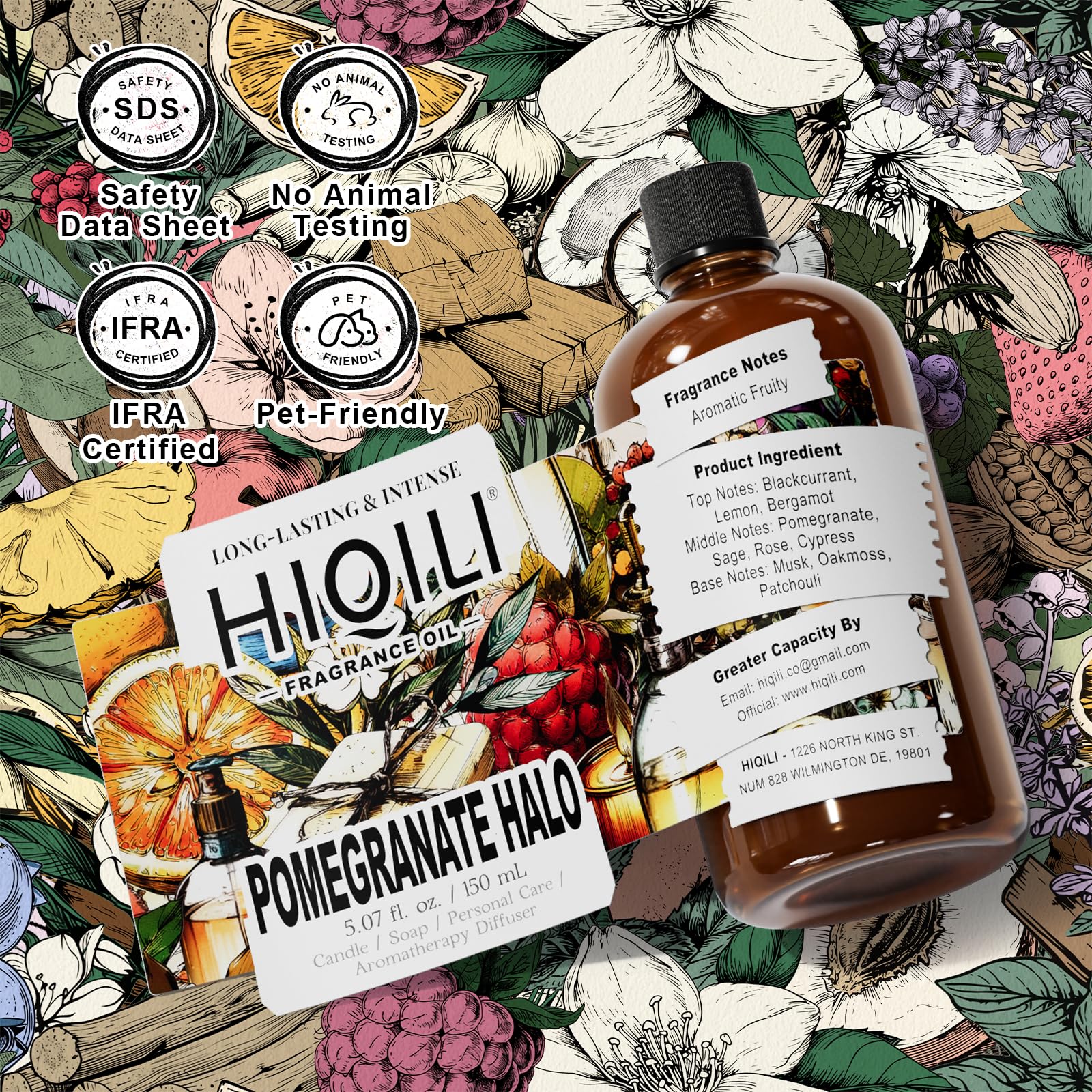 HIQILI Pomegranate Halo fragrance oil pet deodorizer for gentle odor control